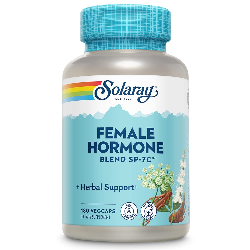 SOLARAY Mélange d'hormone féminine SP-7C, mélange à base de plantes Comprend Cohosh noir, Dong Quai, Fleur de passion, Saw Palmetto, Yam sauvage et plus 180 Caps veg
