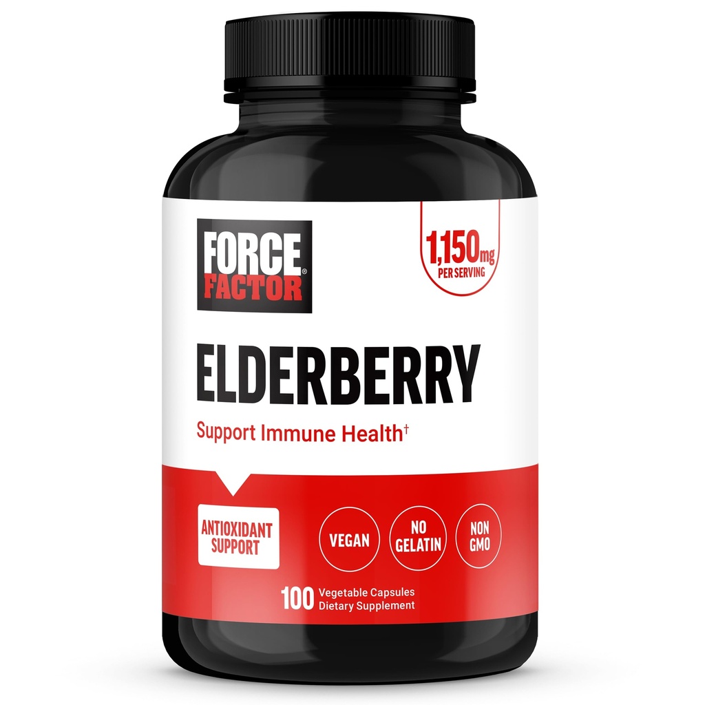 FORCE FACTOR Elderberry Kapseln, Immunität Ergänzung und Antioxidantien Ergänzung für Männer und Frauen, Tägliche Immunität Boost, Vegan, keine Gelatin, Non-GMO, 100 Gemüse Kapseln