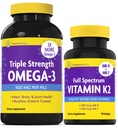 InnovixLabs Vitamin K2 & Triple Omega Bundle Full Spectrum Vitamin K2 (90 Softgels) Triple Strength Omega-3 Fish Oil (200 Softgels). Unterstützt gesunde Knochen, Arterien und Gelenke. *