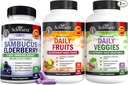 BioSchwartz Daily Fruits and Veggies Supplement für Damen und Herren (2 Monate Versorgung) Plus Elderberry mit Zink und Vitamin C für Erwachsene Immununterstützung (2 Monate Versorgung)