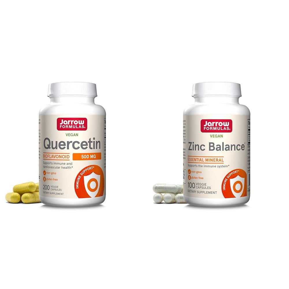 Jarrow Formeln Quercetin 500 mg-Bioflavonoid-Quercetin Nahrungsergänzung-200 Servierungen -Unterstützt gesunde zelluläre Funktion & Zink Balance 15 mg-100 Servierungen -Inklusive Kupfer-Essential Mineral