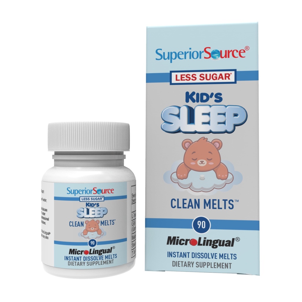 Source supérieure Meltes nettoyantes pour le sommeil des enfants - Supplément de sommeil premium pour les enfants - Contient de la mélatonine, de la L-Theanine et du GABA - Moins de sucre - Non-OGM, sans gluten - 90 Meltes à solution instantanée microLinguale