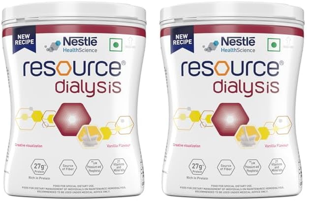 Nestle Health Science,RESOURCE, Dialysis, Food for Dietary Management, Vanilla Flavour, 400g, Pet Ja (Pack of 2)