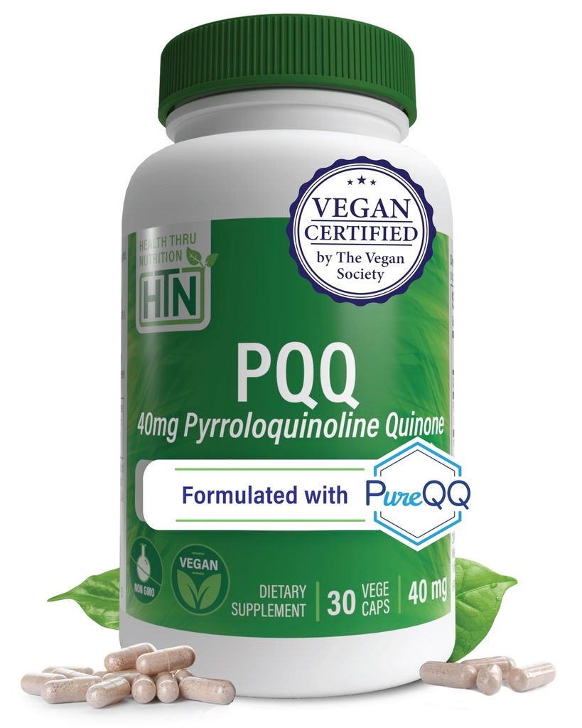 Santé Thru Nutrition PQQ 40mg 30 portions Pyrroloquinoline Quinone comme PureQQ-QPromeuve la biogenèse mitochondriale Supplément