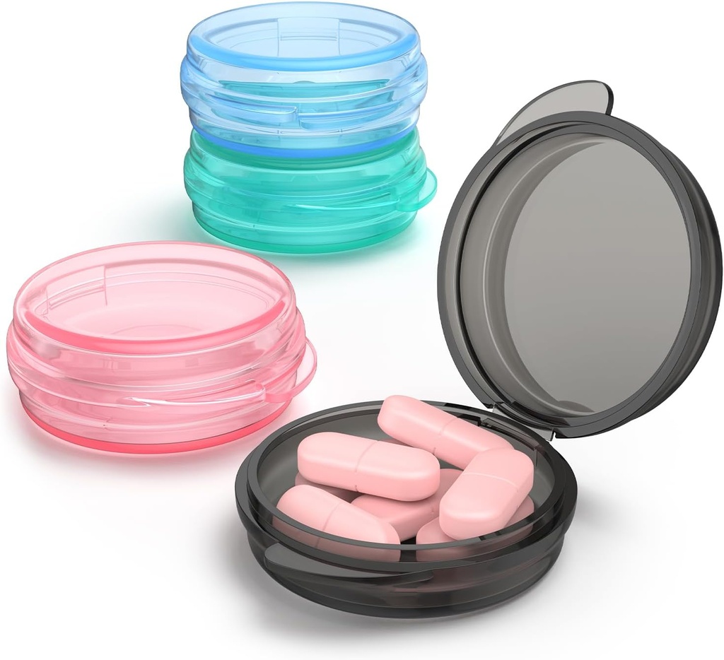 Small Pill Box, (4 Pack) Travel Pill Case Portable Daily Pill Organizer Mini Medicine Aufbewahrungsbehälter für Pocket Purse Cod Liver Öl Aufbewahrungsbox Earplug Case