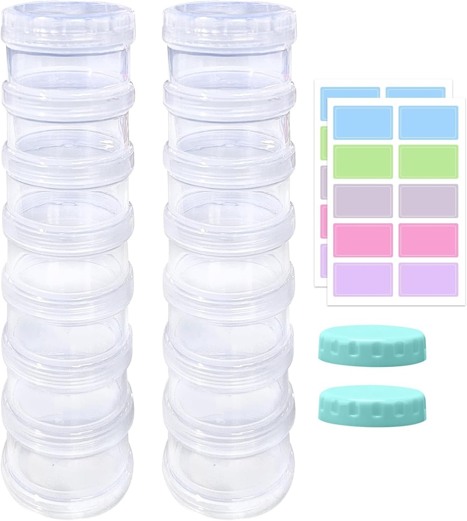 2 Pack 7 Day Pill Organizer Case Stackable Weekly Suppléments Vitamines Pills Holder Dispenser Grand Translucide clair avec un couvercle supplémentaire