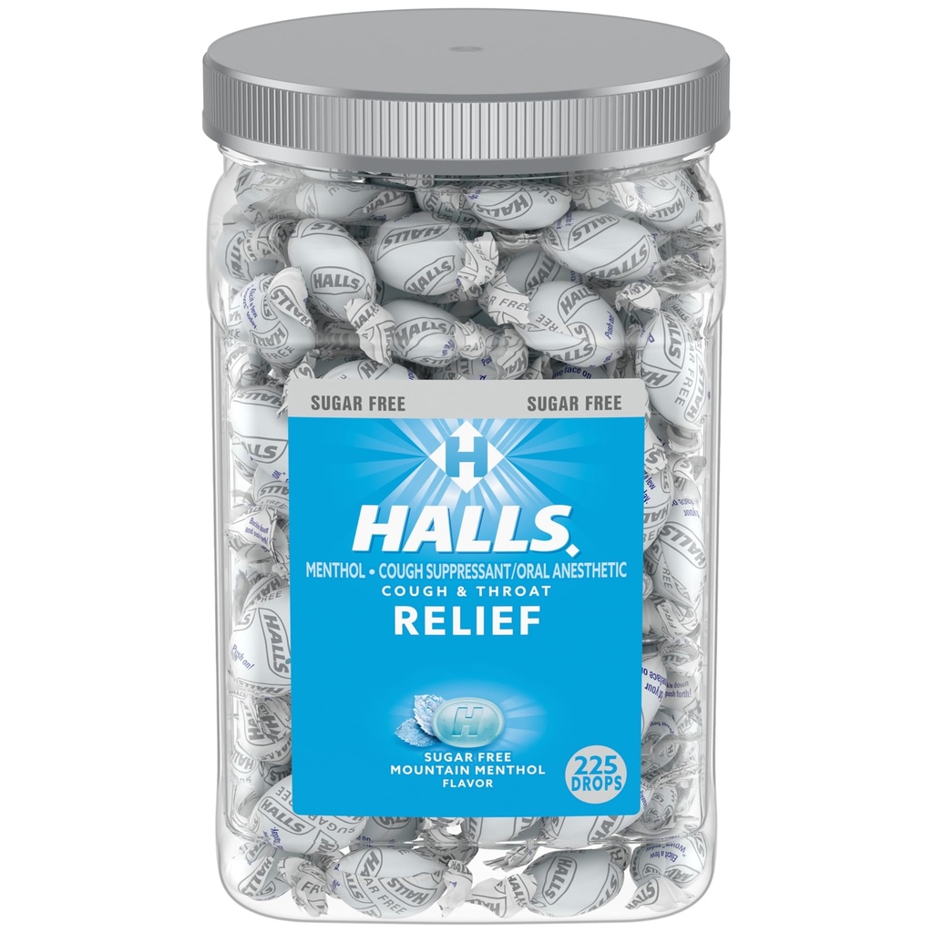 Hallen Relief Berg Menthol Sugar Free Cough Drops, Bulk Cough Drops, 225 Tropfen