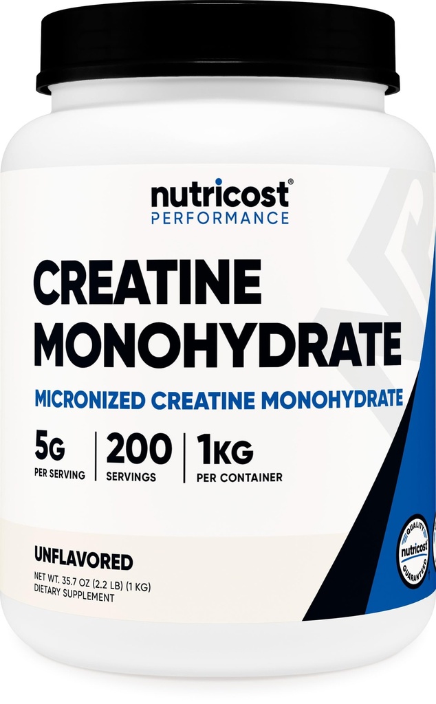 Poudre micronisée de créatine monohydratée de Nutricost (1 KG) - Monohydrate de créatine pure