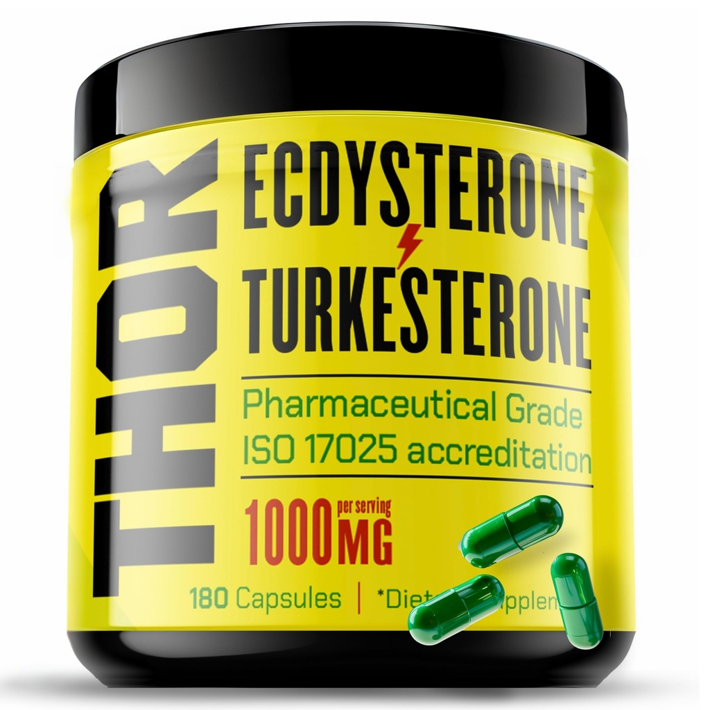 Turkestérone + Ecdystérone. Supplément anabolique (3 mois - 180 capsules) Essai de grade olympique - Certification ISO 17025.1000mg - 98%-95% Pureté avec Cyclodextrine synthétisée en laboratoire.