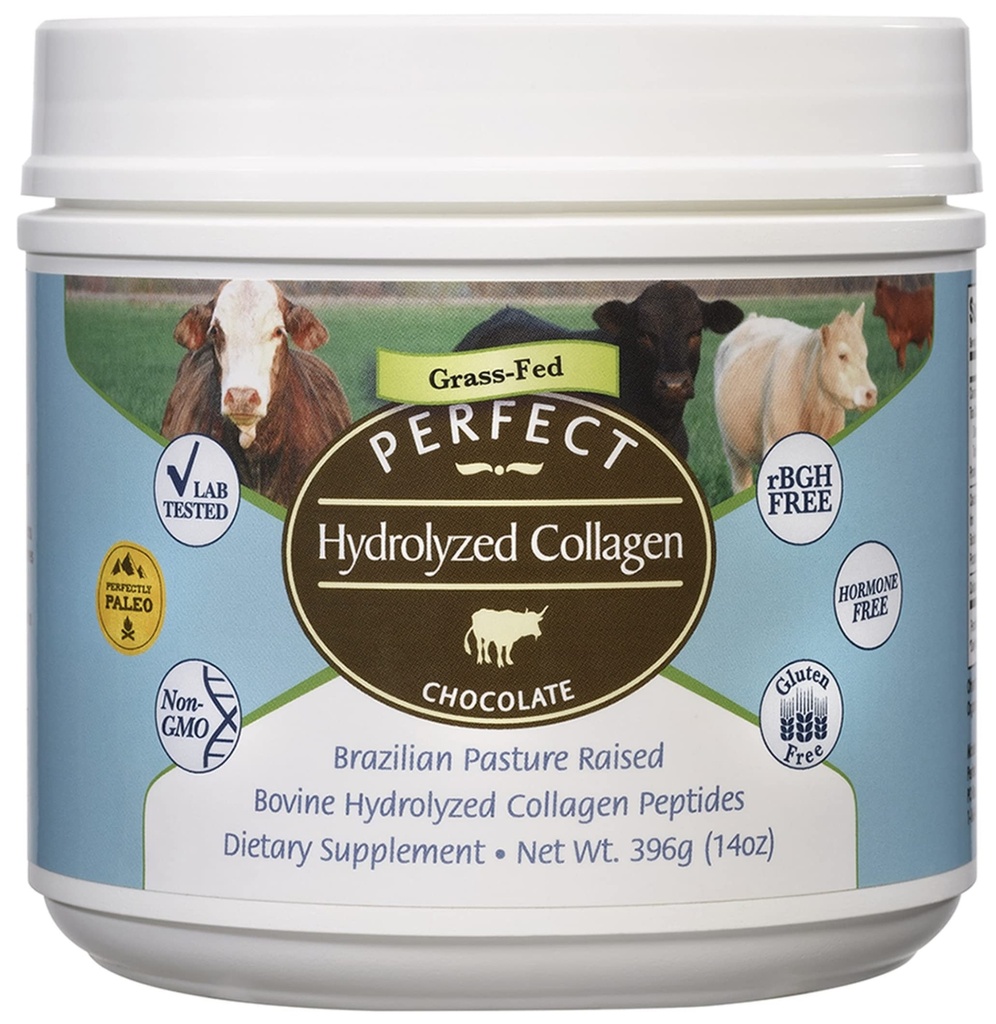 Suppléments parfaits - Chocolat collagène hydrolysé parfait – 396 grammes – Peptides collagène hydrolysé bovine – Sans pesticides et sans hormones – Pasture brésilienne élevée