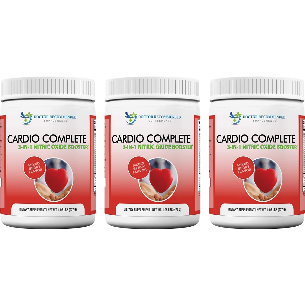 Cardio Complete - Heart Health Support Powder Supplement - 3-in-1 Nitric Oxid Booster mit 5.000 L-Arginin, 1.000mg L-Citrulline und Hawthorn Berry