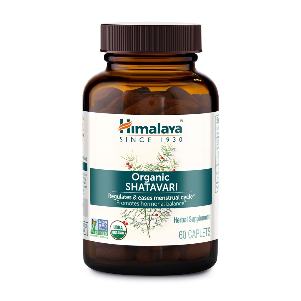 Himalaya Organic Shatavari - Fördert Hormon Balance für Frauen und Menstrual Cramp Relief - USDA Organic, Vegan, Glutenfrei, 1300 mg, 60 Caplets