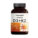 NatureBell Vitamin D3 5.000 IU + K2 100 mcg, 240 Softgels | Täglich 2-in-1 Formel mit Virgin Coconut Oil | Knochen, Herz und Immununterstützung | MK-7 Form | Non-GMO, Gluten-Free