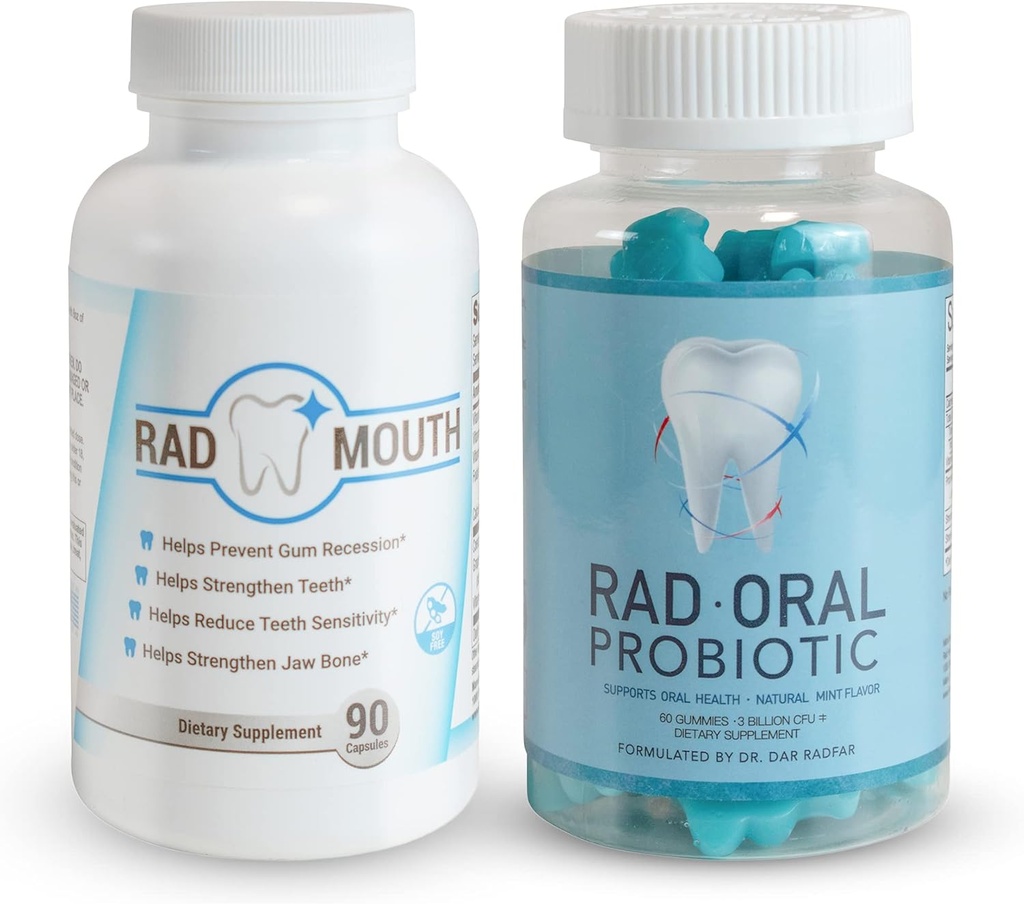 Rad Oral Probiotics für Zähne und Zahnfleisch mit Strahlen Mund für Zahnempfindlichkeit - Zahnarzt Formulierte Dental Probiotic mit Lactobacillus Reuteri und Multivitamin zur Stärkung von Gums, Zähne und Jaw Knochen