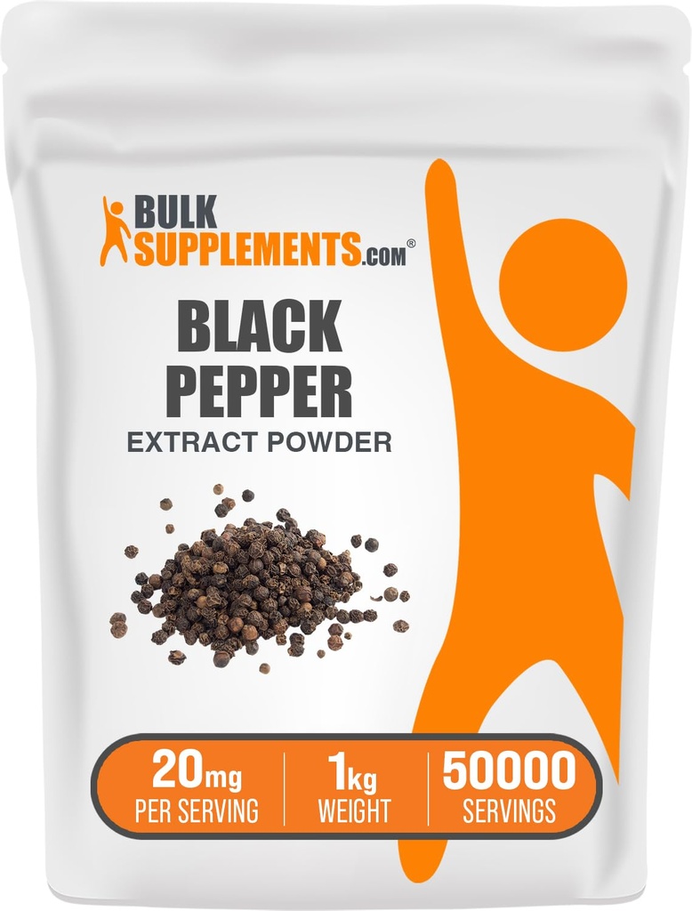 BulkSupplements.com Schwarz Pfeffer Extrakt Pulver - Schwarz Pfeffer Ergänzungen, Piperin Ergänzungen - Glutenfrei, 20mg pro Servierung, 5kg (11 lbs) (Pack von 5)