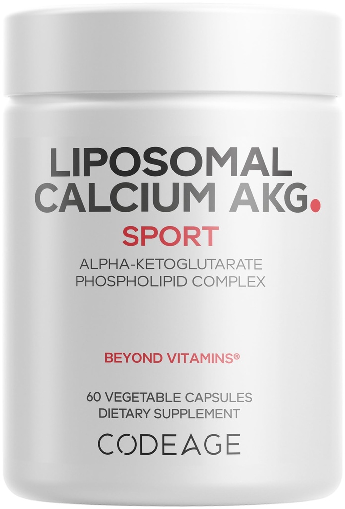 Codeage Liposomal Kalzium AKG Supplement - Kalzium Alpha-Ketoglutarat - 2-Monats-Versorgung - Liposomale Lieferung - 1 Kapsel pro Servierung - Non-GMO, Gluten-Free - 60 Kapseln