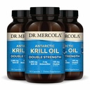 Dr Mercola Antarctic Krill Oil Double Strength - 2 000 mg - Supplément Oméga-3 avec EPA et DHA - Soutient la santé cérébrale, cardiaque, articulaire et immunitaire - Sans OGM et sans gluten - 270 capsules (90 portions)