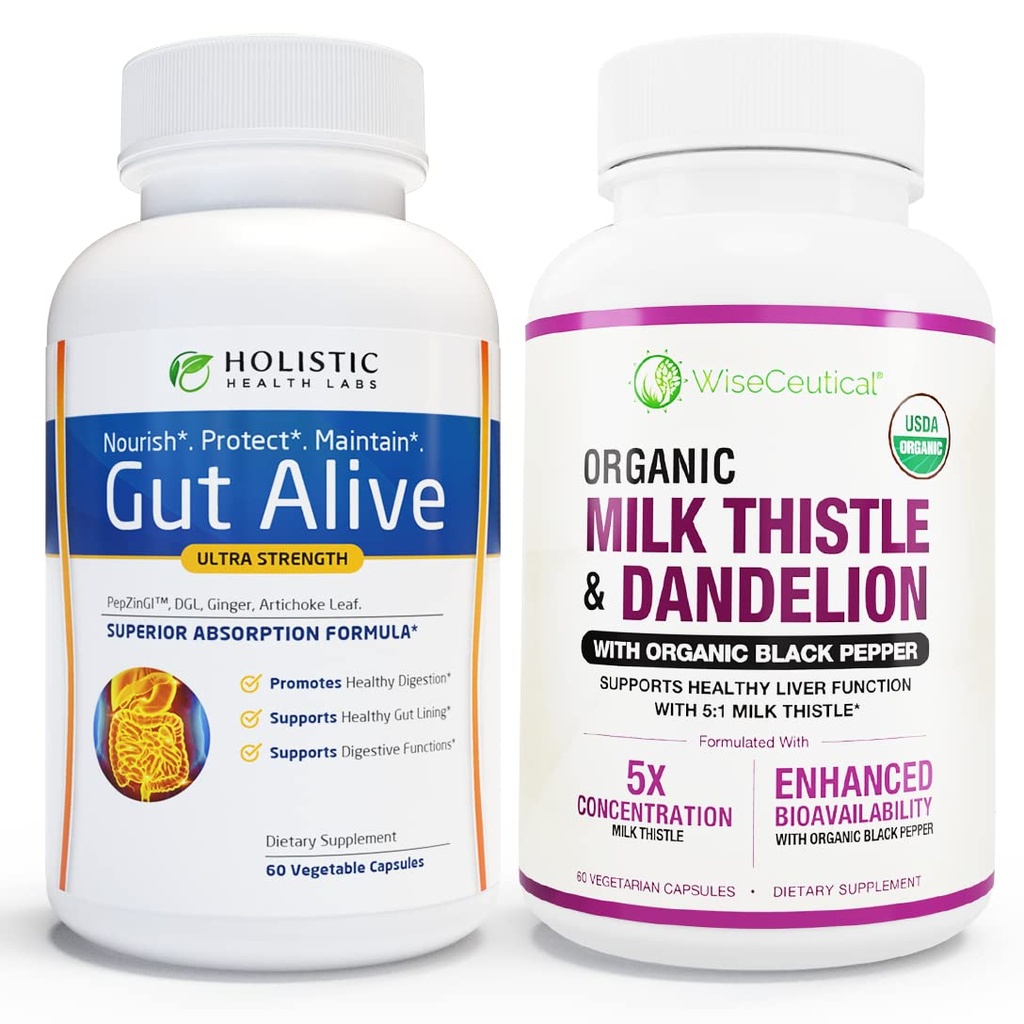 All-Natural Liver und Gut-Unterstützung | Bio Milchdistel, Bio Dandelion Root & Organic Black Pepper | Ginger, Artichoke Blatt Extrakt, Deglycerized Licorice Root & Patentiertes Zink Carnosin
