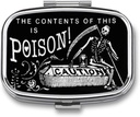 Metall 2 Compartment Pille Organizer Travel Friendly Portable Compact Pill Box Cute Pille Fall Vitamine,Fish Oil, Ergänzungen,Meds,Tablet for Purse,Pocket. (Black Scythe)