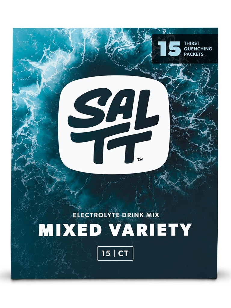 SALTT Elektrolyte Pulver-Packets, Alle Dinge gemischte Vielfalt-Pack (15 Packungen) - Magnesium, Kalium, Natrium, Trace Minerals - Vegan & Glutenfrei - Travel Essentials - Made in USA