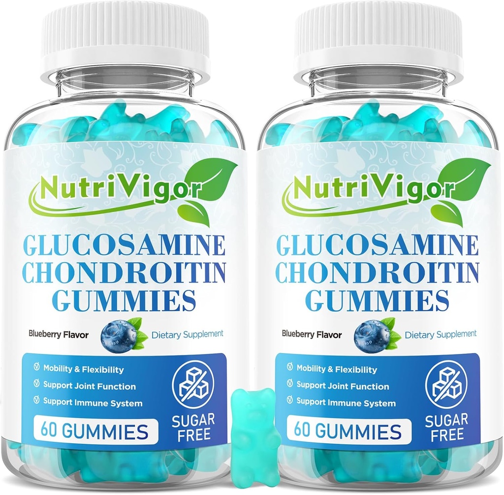 Glucosamin Chondroitin Gummis, Extra Strength Joint Support Supplement mit MSM & Elderberry, Joint Support Supplement for Adults, Men & Women, Blueberry Flavor, 120 Count