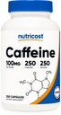 Nutricost Koffein Pillen 100mg pro Servierung, 250 Kapseln