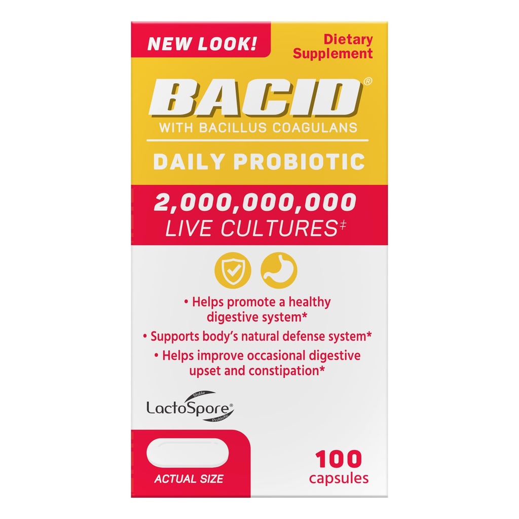 Probiotique quotidien acide avec Bacillus Coagulans, Supplément diététique pour la santé digestive, 100 capsules