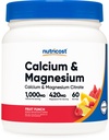 Nutricost Calcium Magnesium Powder (Fruit Punch, 60 Portionen) - Knochenunterstützung, Non-GMO, Glutenfrei (aus Calcium Citrat und Magnesium Citrat)