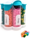 Extra große Pillen Organizer Täglich, Wöchentlich, Monatliche Beilage Flasche, niedliche Blossom Pillenspender mit 7 XL Komponenten, einfach geöffnete Pillen Box für Vitamine, Medikamente, Labels Included (Teal)