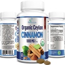 Bio Ceylon Cinnamon - 1000mg pro Servieren, Zertifizierte Bio echte Cinnamon Ergänzung, Antioxidans, schnelle Absorption - 60 Tabletten