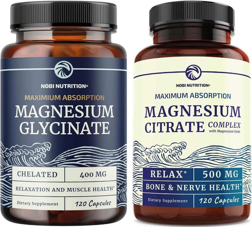 Magnésium Glycinate 400mg (120ct) & Magnésium Citrate 500 MG (120ct)