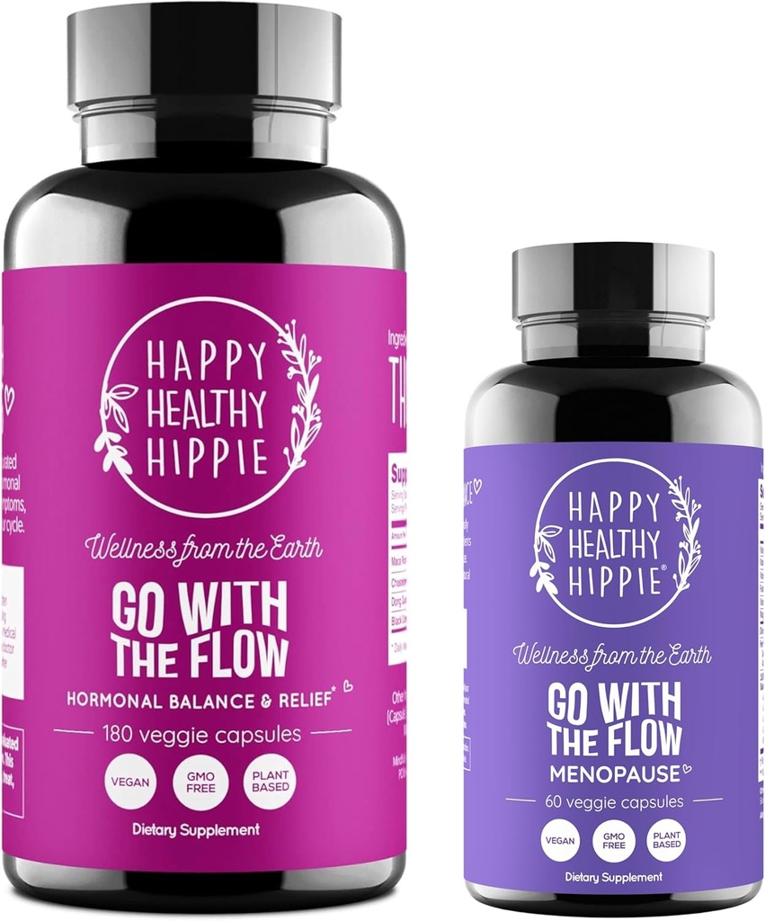Happy Healthy Hippie Go with The Flow Menopause Support & Go with The Flow Hormone Balance für Frauen (180ct)
