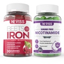 NEVISS Vegan Eisen-Ergänzung, Gentl Eisen + Zucker Free Nicotinamid 500mg Gummis