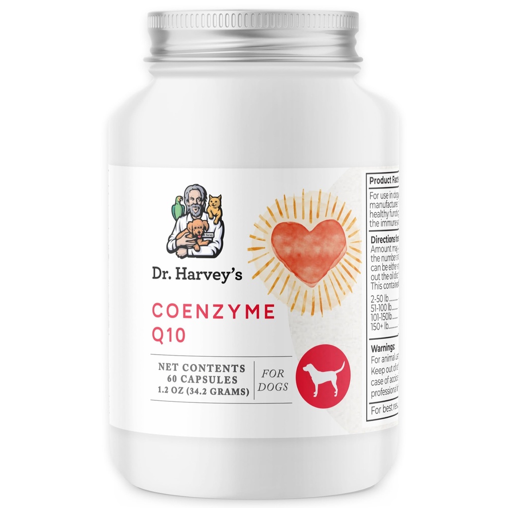 Coenzyme Q10 du Dr Harvey - Suppléments de soutien cardiaque et cardiovasculaire pour chiens, 60 gélules