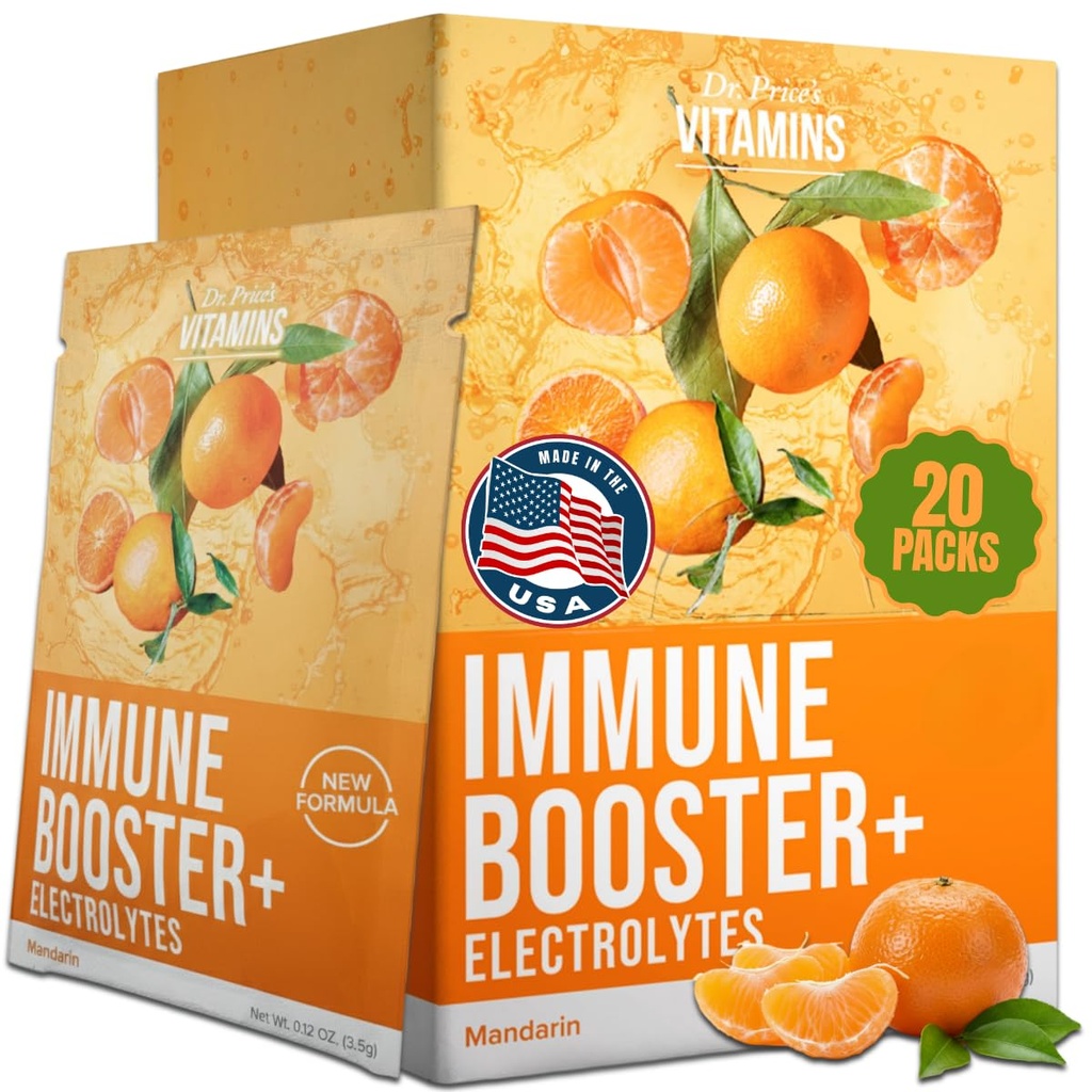 Immununterstützung + Elektrolyte | 1000mg Vitamin C, Zink & Chrom | Hydration & Wellness-Pulver | Zuckerfrei, schnell absorbierende Getränkemischung | Easy-to-Mix-Pakete für den täglichen Gebrauch, Reisen & Erholung
