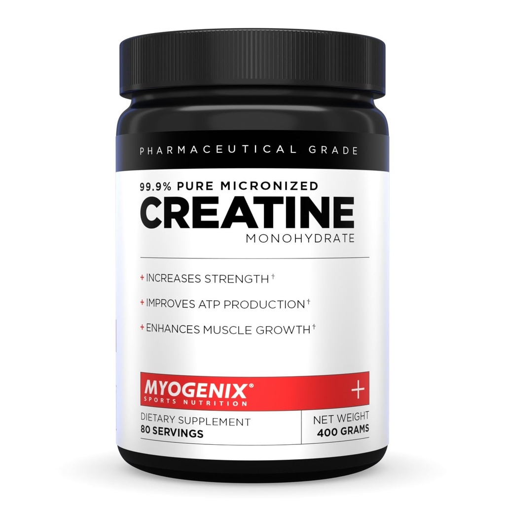 Myogenix Creatine Monohydrat – reines Kreatinpulver für Stärke & Endurance – unterstützt ATP-Produktion & Muskelkraft – Keine Additive – Unflavored (80 Portionen)