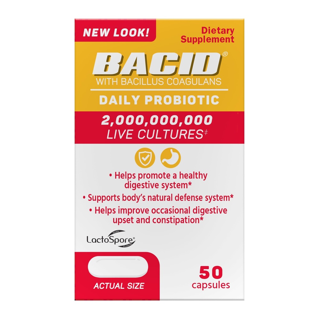 Probiotique quotidien acide avec Bacillus Coagulans, 50 Compte, supplément de digestion pour améliorer la constipation occasionnelle
