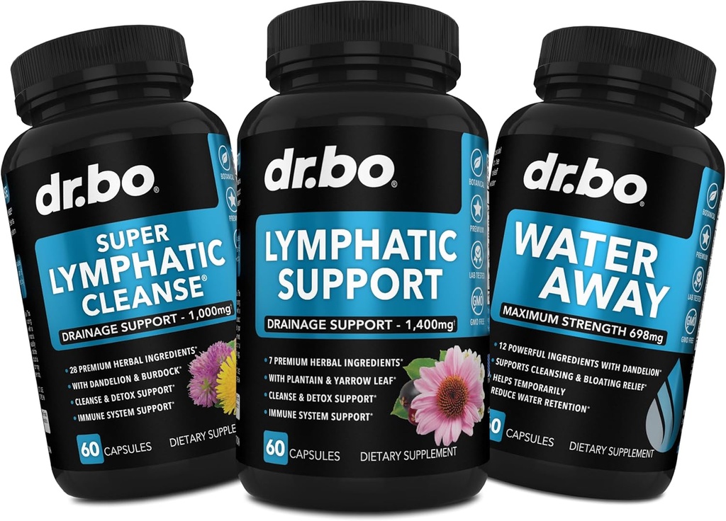 Suppléments de drainage lymphatiques et diurétiques des pilules d'eau - Support lymphatique à base de plantes Produits de nettoyage à base de plantes et de l'eau Pilules d'évacuation Supplément de soutien du système lymphatique - Drainage de nettoyage de détox de ganglion lymphatique