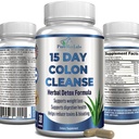 YUMMYVITE 15 jours Colon Cleanse et detox, formule de désintoxication à base de plantes, soutient la perte de poids, le soulagement de la constipation - stimule l'énergie. Flush Toxins, Nettoyeur naturel sans danger pour les hommes et les femmes - 30 capsules