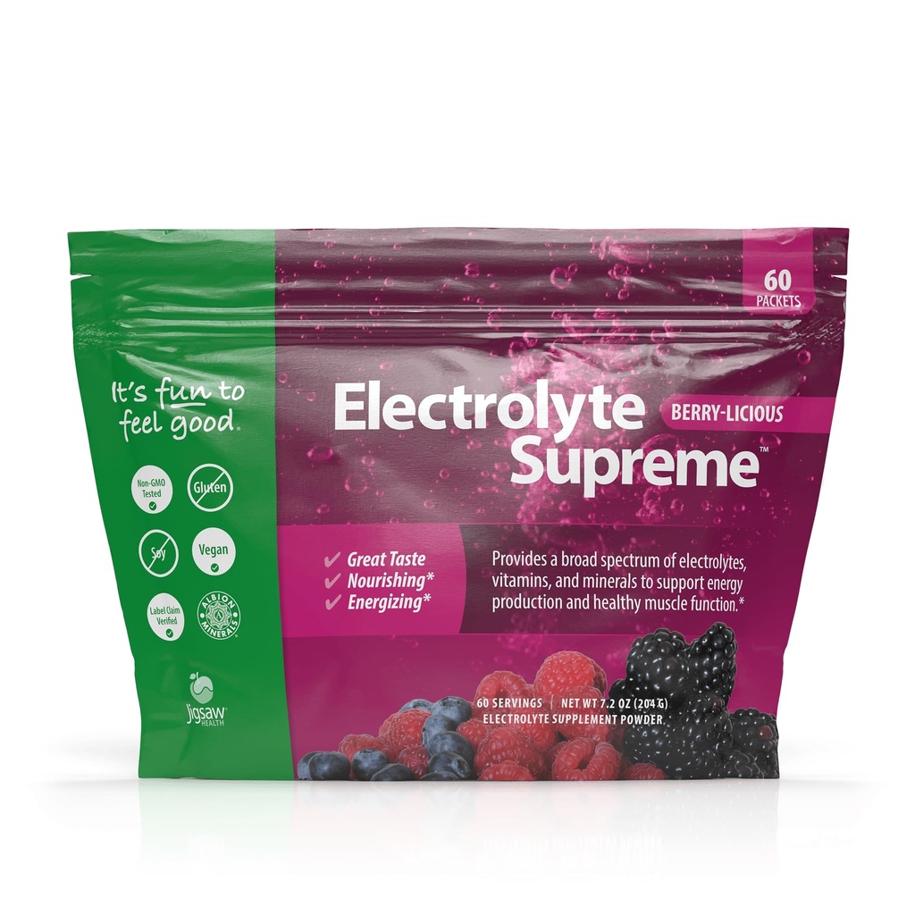 Jigsaw Health Electrolyte Supreme : large spectre d'électrolytes + minéraux traces.