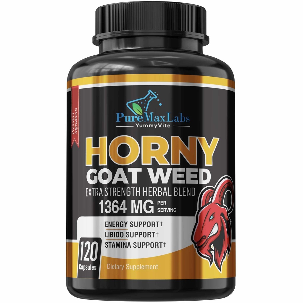 Horny Goat Weed Extra Strength Blend, 120 Kapseln, w. Maca, Arginin, Ginseng, Tribulus, Tongkat, Libido, Stamina, Energieunterstützung, Non-GMO Formel, 120 Caps