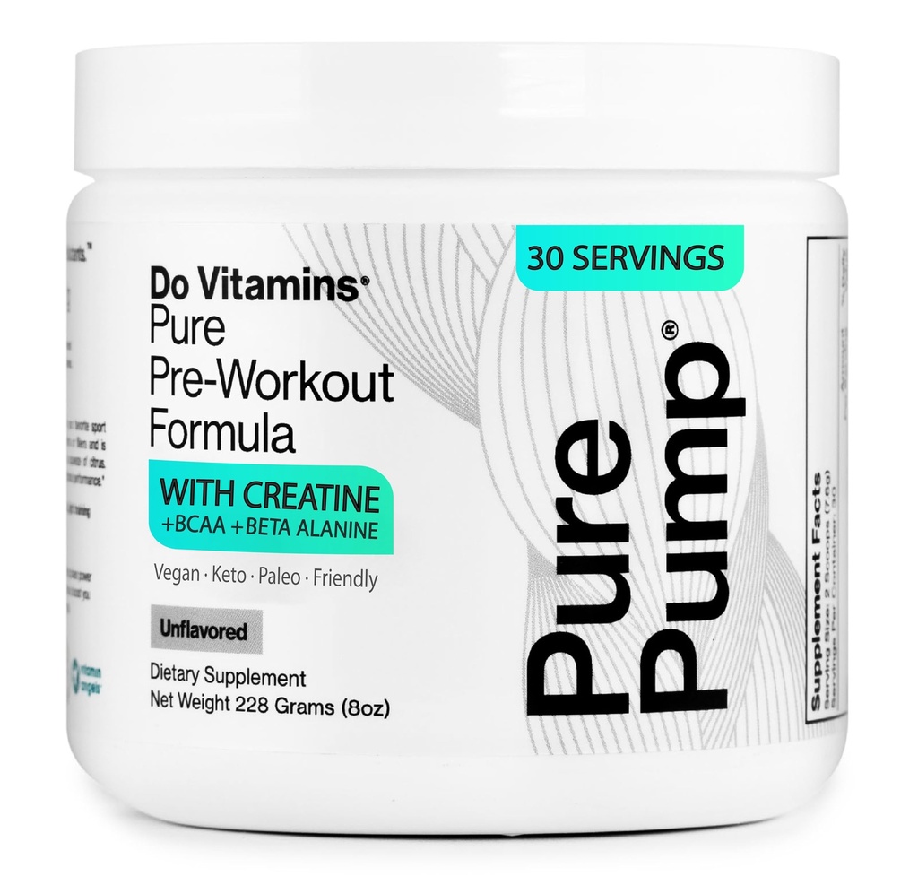 Do Vitamines - PurePump All-Natural Pre Workout Powder pour les hommes et les femmes - Clean Preworkout avec la créatine, BCAA, Beta Alanine - Meilleur pour l'énergie, Focus & Pump - Vegan, Keto, Paleo 30 portions