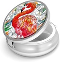 Pille Box-3 Compartment Small Pill Case für Geldbeutel &amp; Tasche Mini Metall Pillenhalter Reisen Pillen Container Nahrungsergänzungsmittel Vitamine BPA-frei (Flamingo)