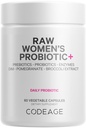 Codeage Supplément Probiotique+ femmes brutes - 34 souches probiotiques, 100 milliards d'UFC, enzymes digestives, mélange prébiotique, DIM, extraits à base de plantes, phytonutriments - non-OGM - 30 capsules