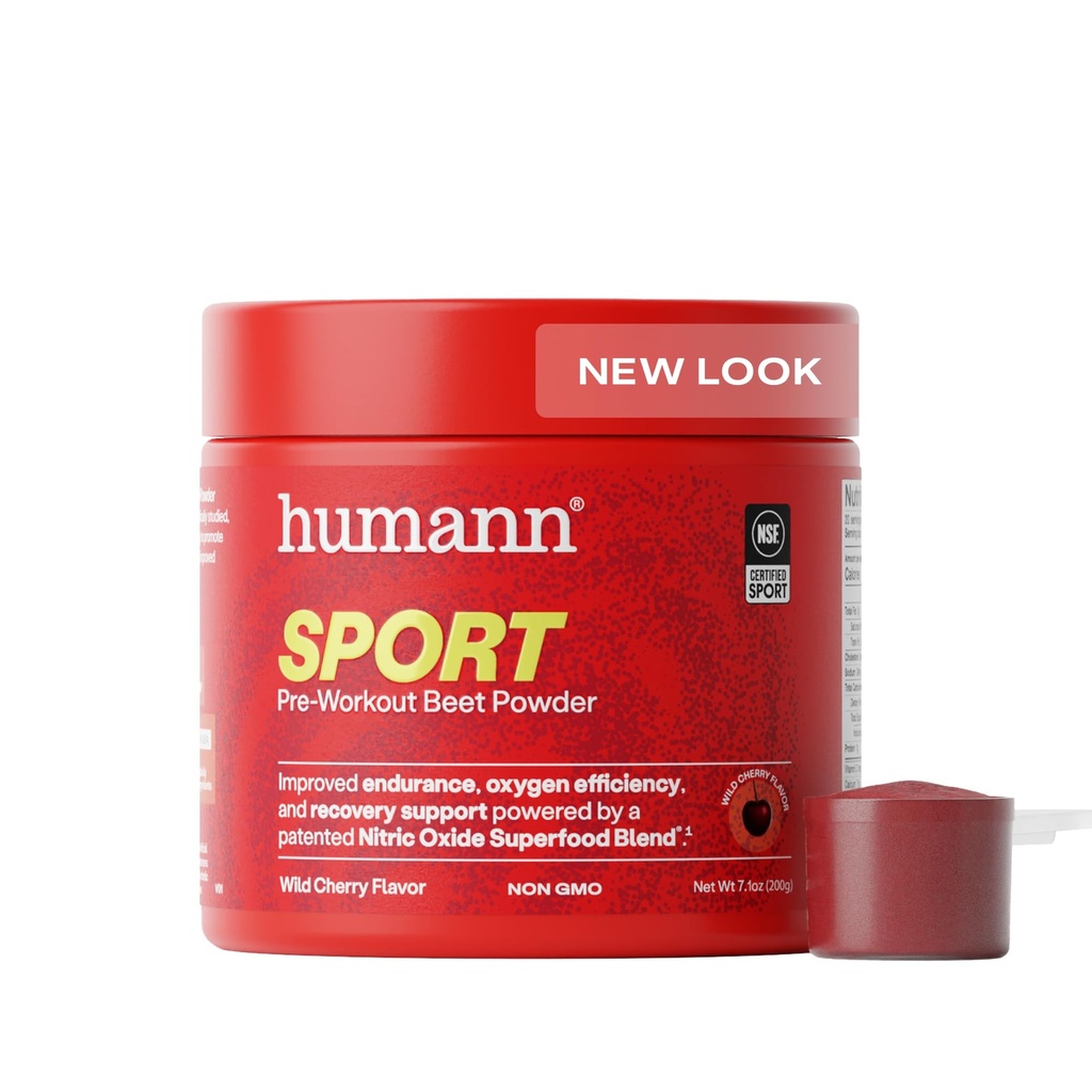 HumanN SuperBeets Sport Endurance Pre Workout Powder, Nitric Oxid Supplement, NSF Zertifiziert, Stimulant & Koffeinfrei, Hergestellt mit Rübenwurzel, Wild Cherry, 20 Portionen