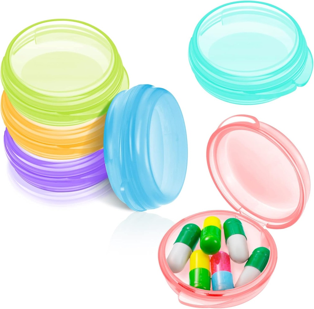 Patelai 6 Packs Small Pill Organizer Box, Travel Pill Container Portable Daily Mini Medizin Case Holder für Pocket Purse Aktentasche Travel Medicine Cod Liver Oil Storage Box (Fresh Color)