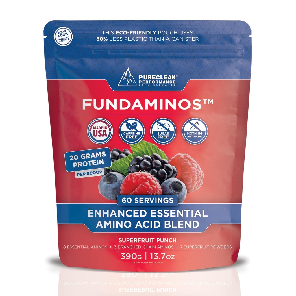 FundAminos EAA + BCAA Poudre d'acide aminé biologique, végétalien, à base végétale.Aminos essentiels complets pour la nutrition quotidienne.