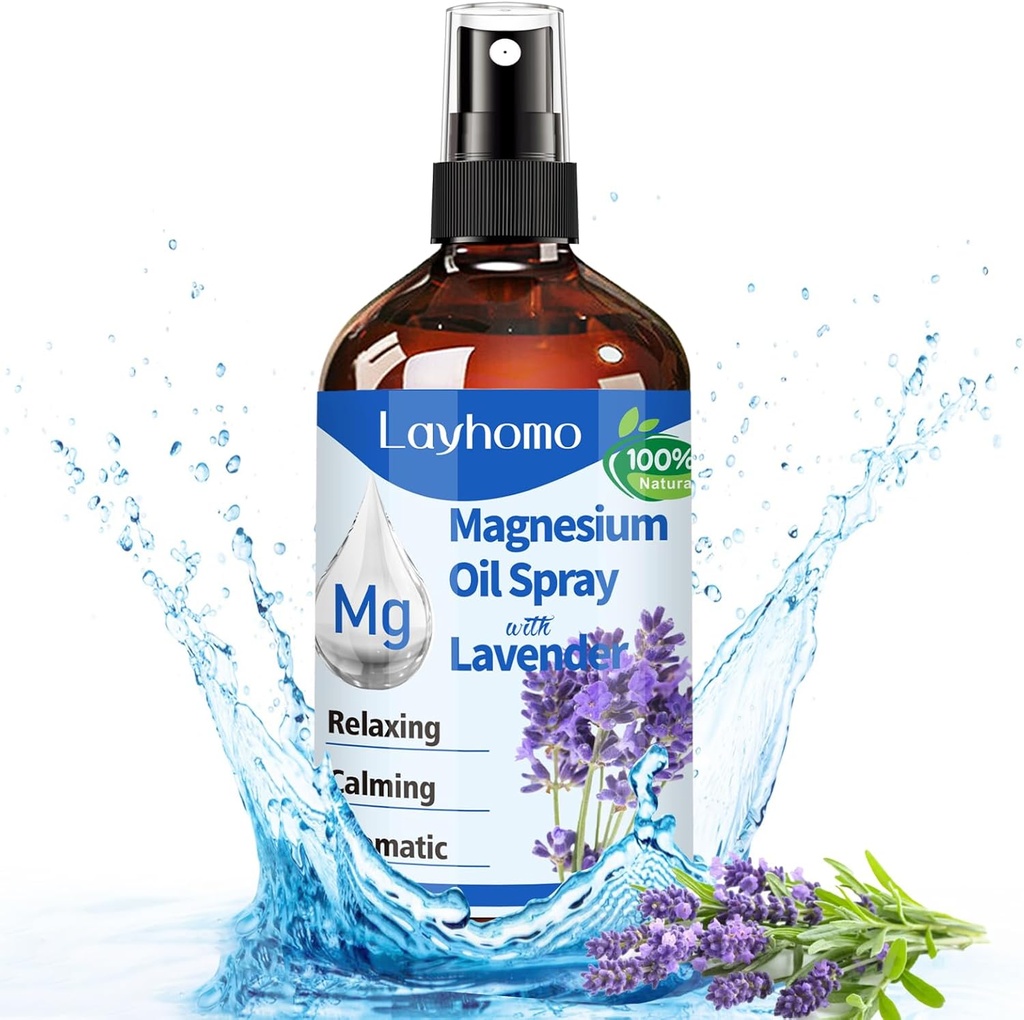 Vaporisateur d'huile de magnésium pour le sommeil, Magnésium pur pour les pieds, Muscles douloureux apaisants et relaxants,Pain,Ultra Concentration avec lavande-200ML