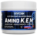 Evogen Amino K.E.M. - EAA & BCAA Volumizer de pompe à poudre BCAAs Amino Acides Supplément pour le flux sanguin, la croissance musculaire et l'hydratation