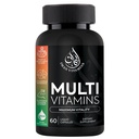 Gélules de multivitamines halales complètes pour adultes Hommes et femmes (42) Mélange de fruits et légumes avec fer, zinc, coQ10, acide folique et vitamine A, B1, B3, B6, B12, C, D3, E-60 Nombre